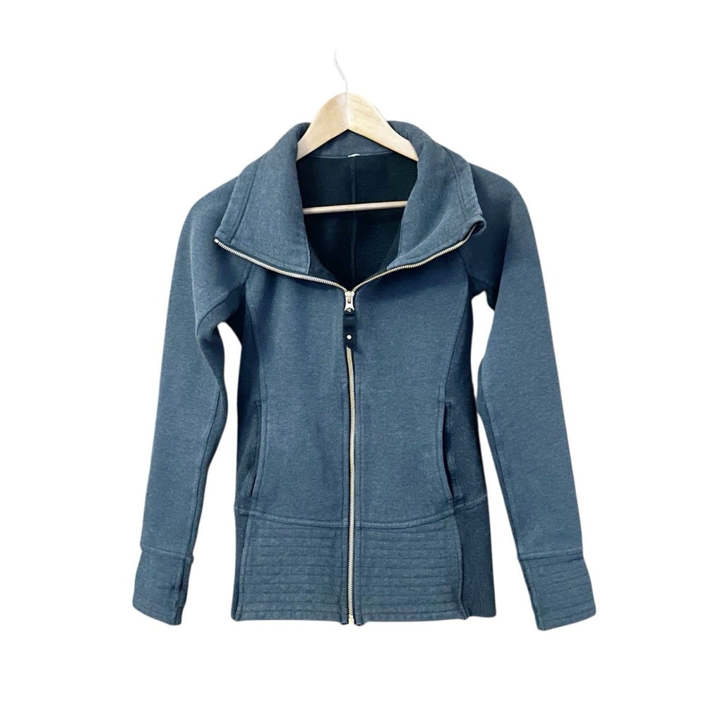 Lululemon Radiant Jacket II Women 2 Black Heathered Core Two Tone Cotton Fleece